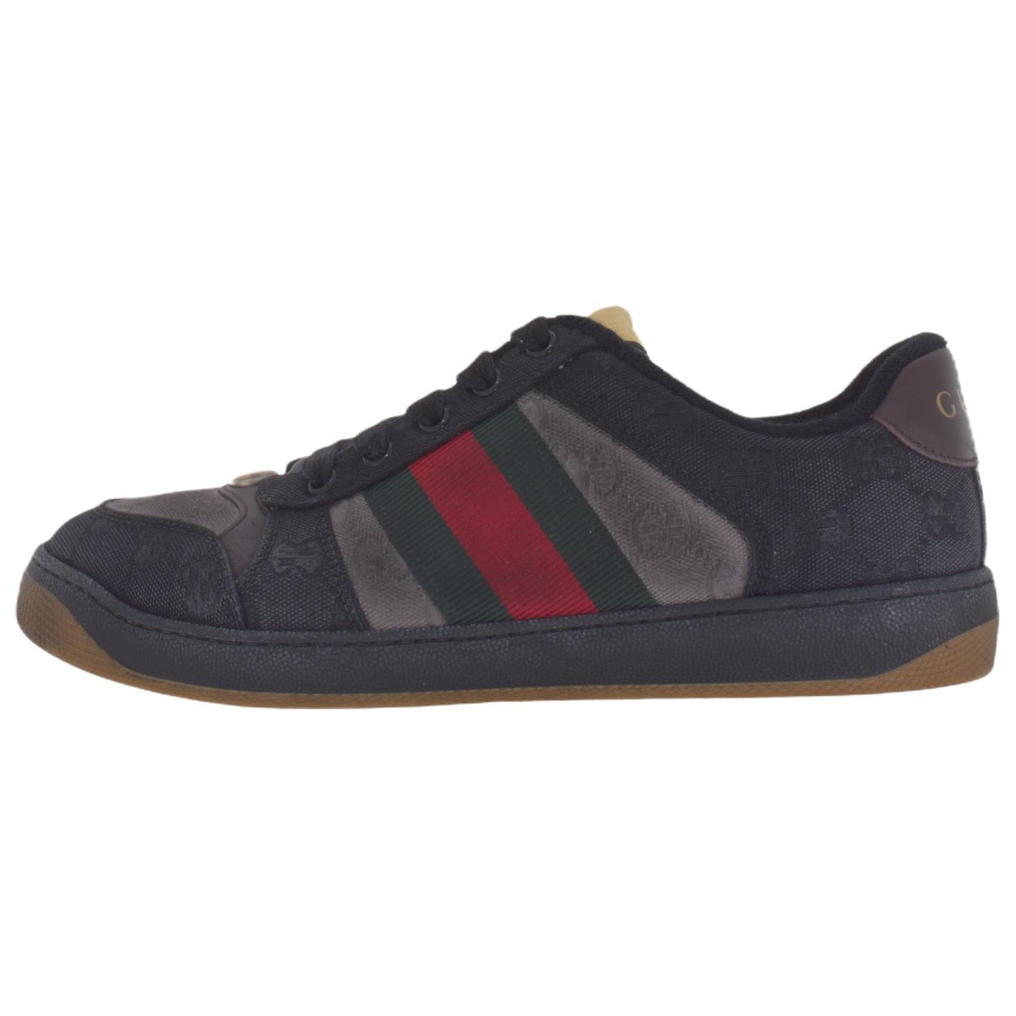 GUCCI/古驰 GUCCI Screener Lace-Up Low Top Sneakers Black