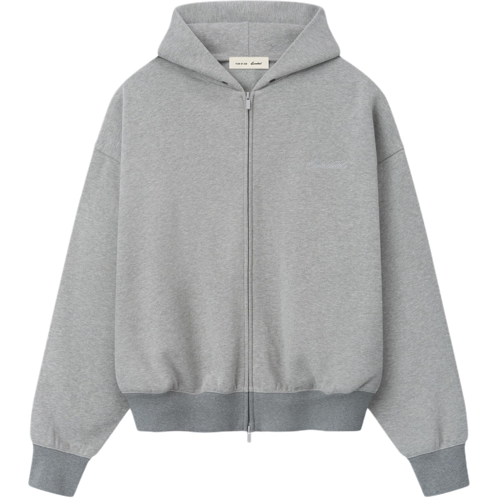 Fear of God Essentials Essentials SS26 SIGNATURE CLASSIC FULL ZIP HOODIE CONCRETE HEATHERDARK
