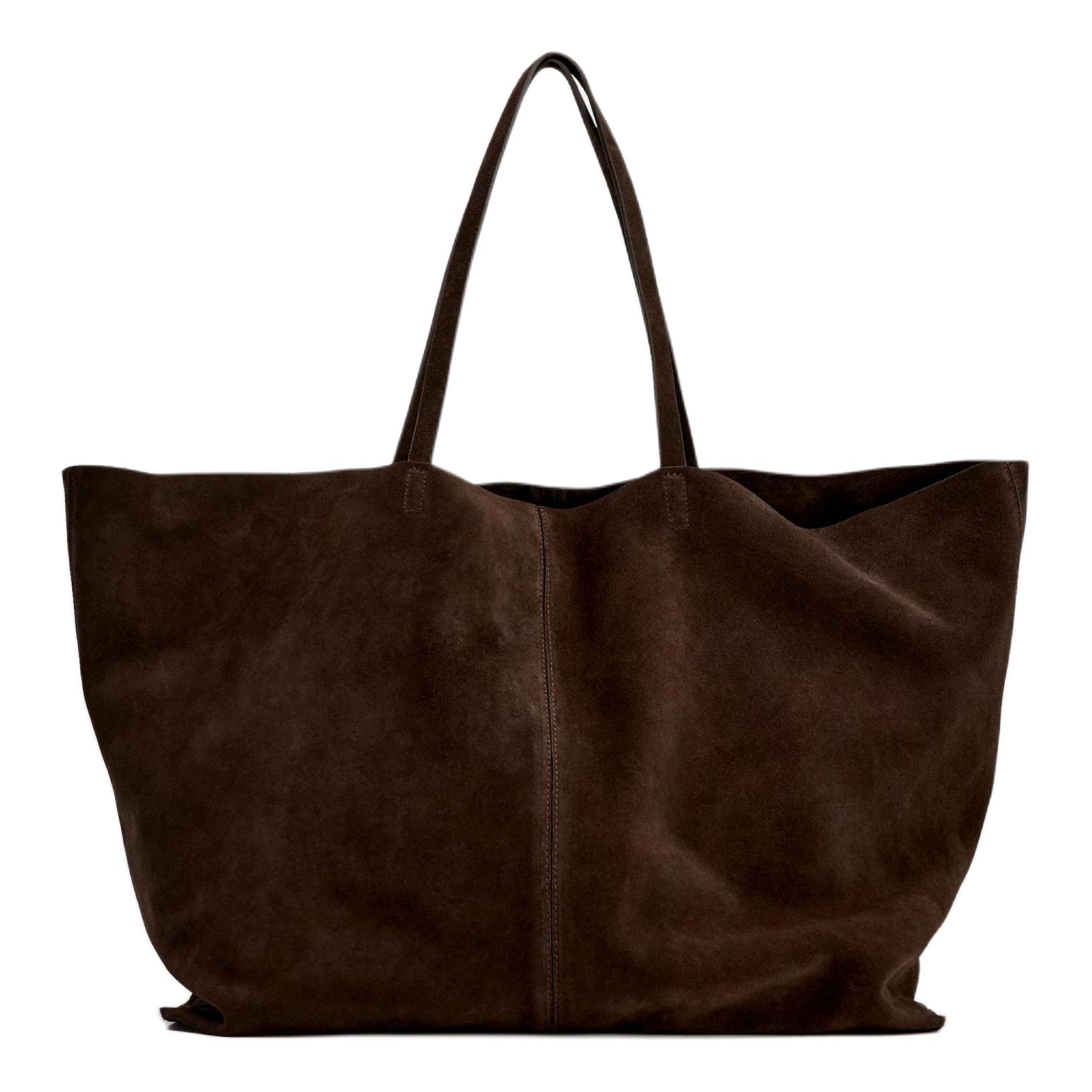 ZARA Leather Tote Bag Chocolate Large