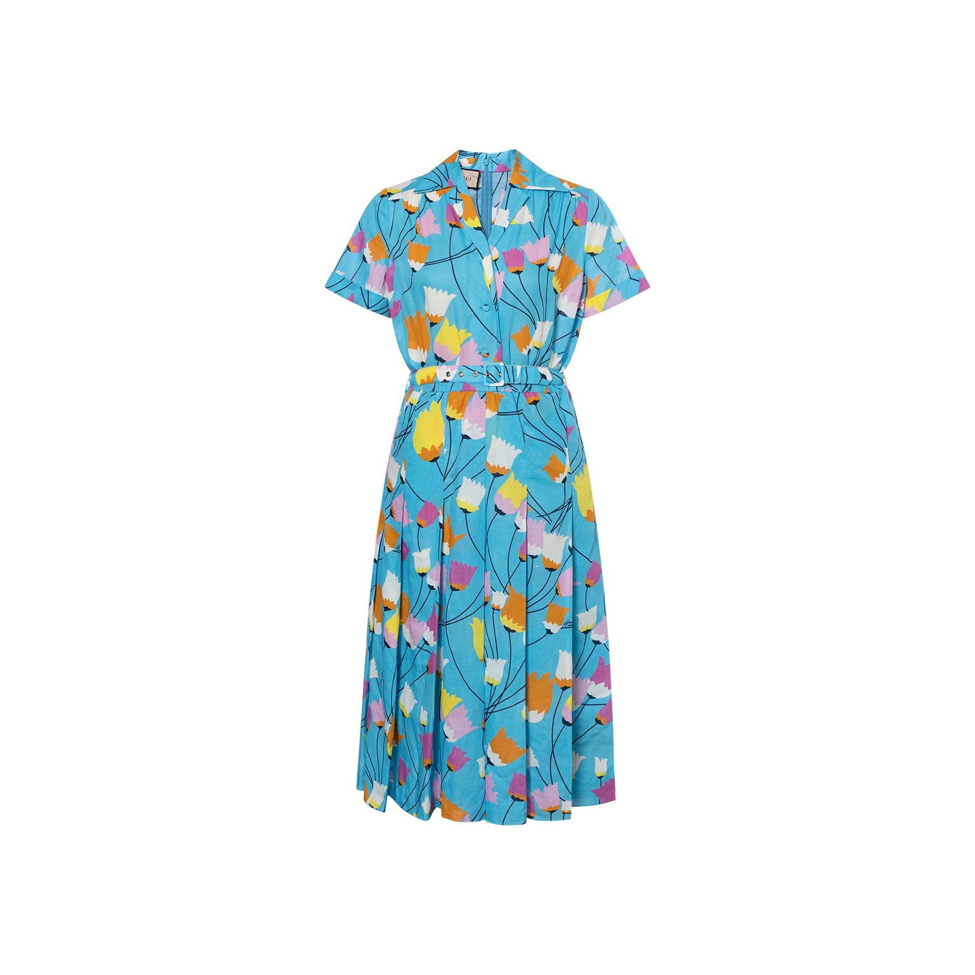 GUCCI/古驰 Gucci Tulip Print Dress Blue