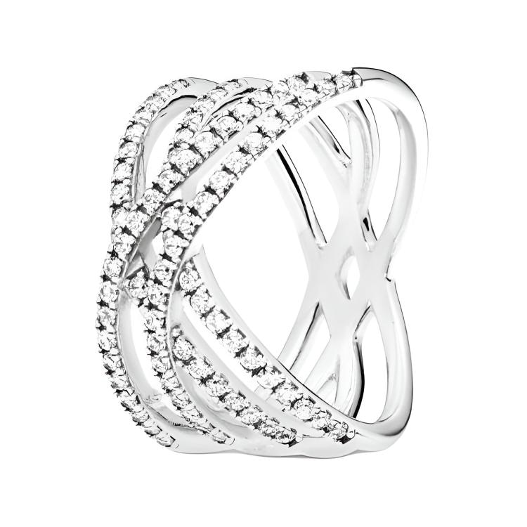 Pandora/潘多拉 Pandora Multi-Layered Sparkling 925 Silver Ring