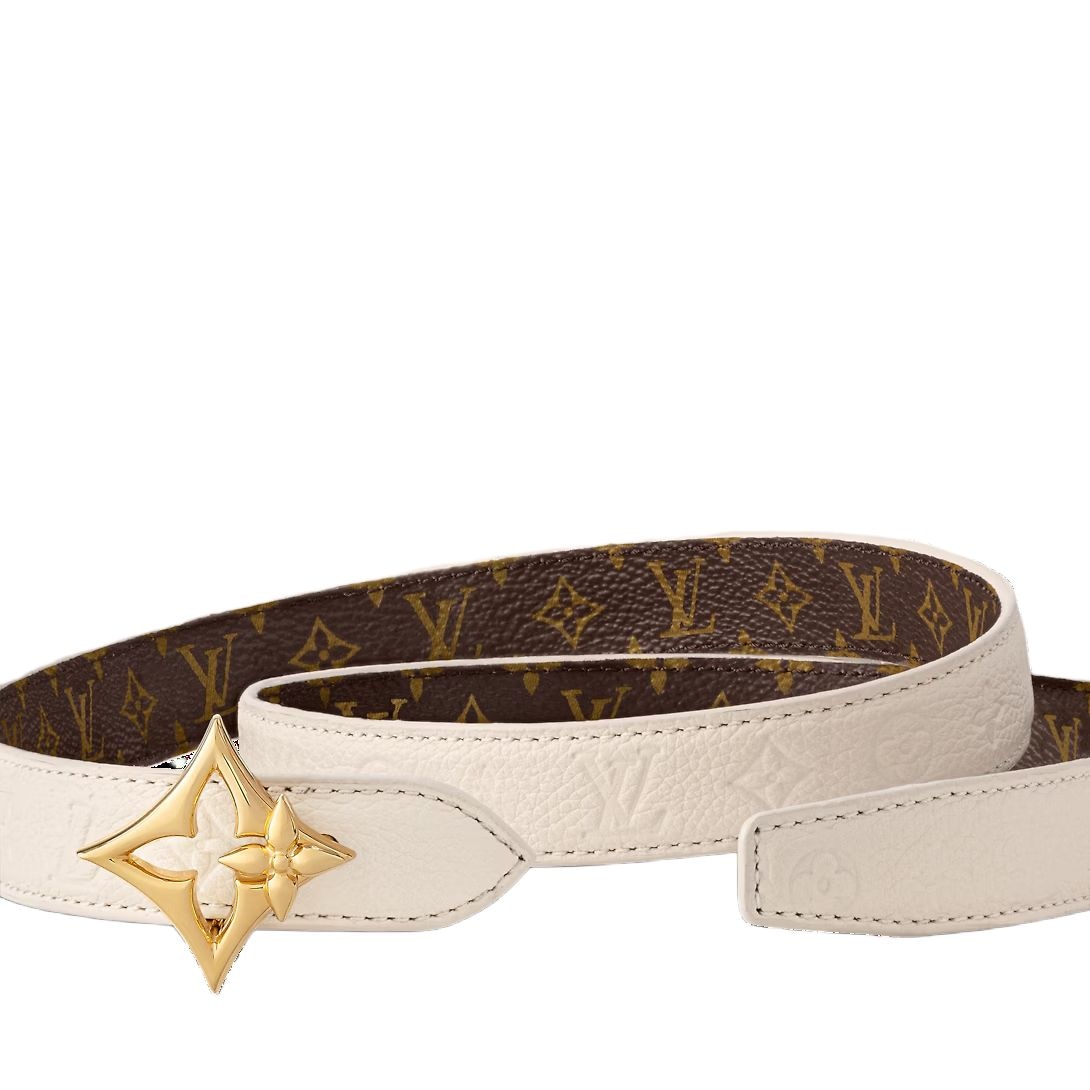 Louis Vuitton Leather Belt 2CM Beige Brown — фото 1