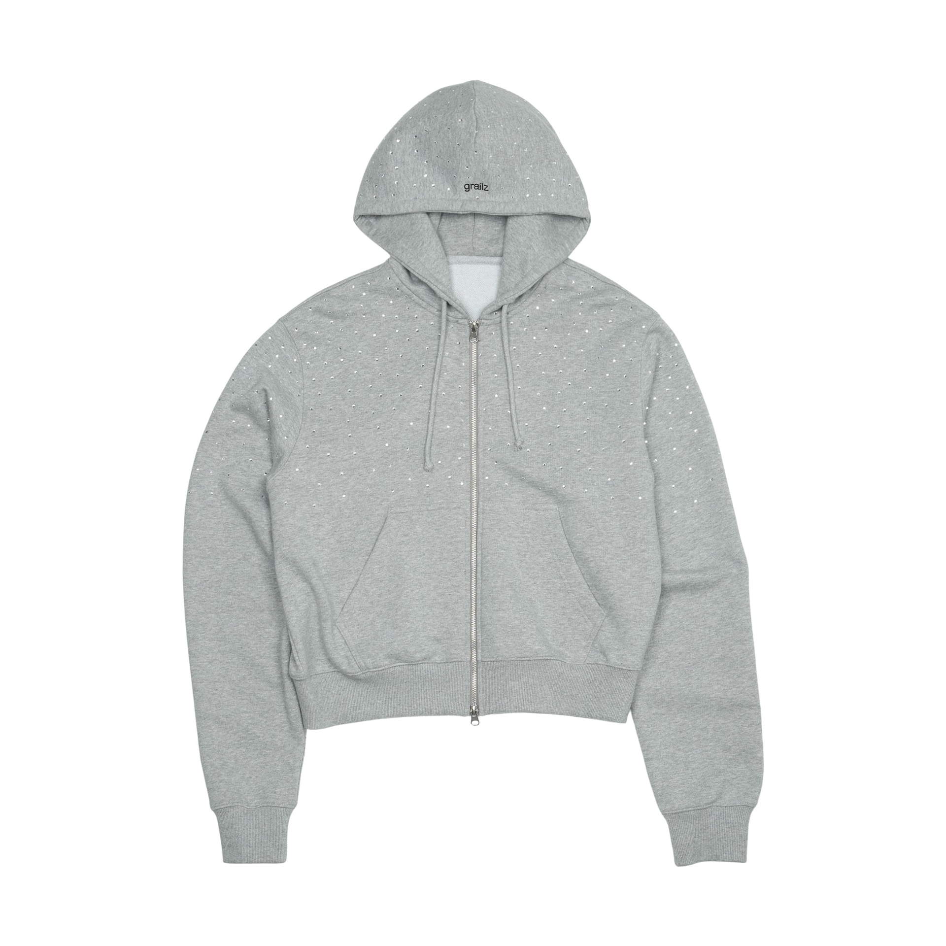 GRAILZ SS26 CRYSTAL ZIP HOODIE GRAY