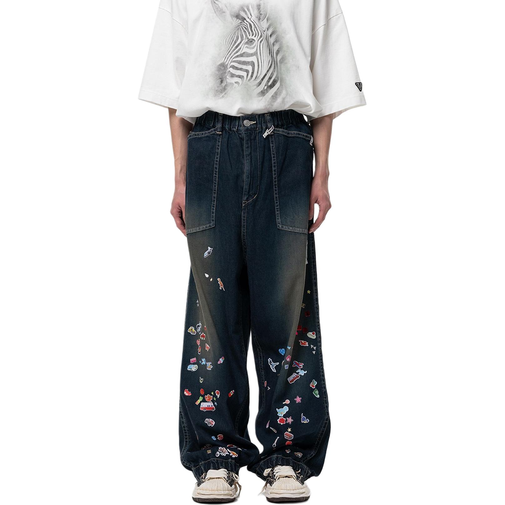 Maison Mihara Yasuhiro MMY SS26 Kids Sticker Printed Baker Denim Pants 2026
