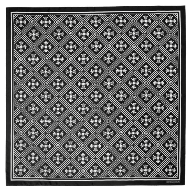 Chrome Hearts 克罗心 几何花纹花卉印花图案 织布 绒线围巾 男款 黑色