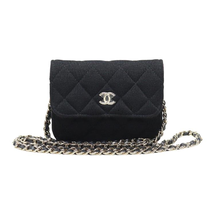 CHANEL 23C Classic Logo Chain Bag Black