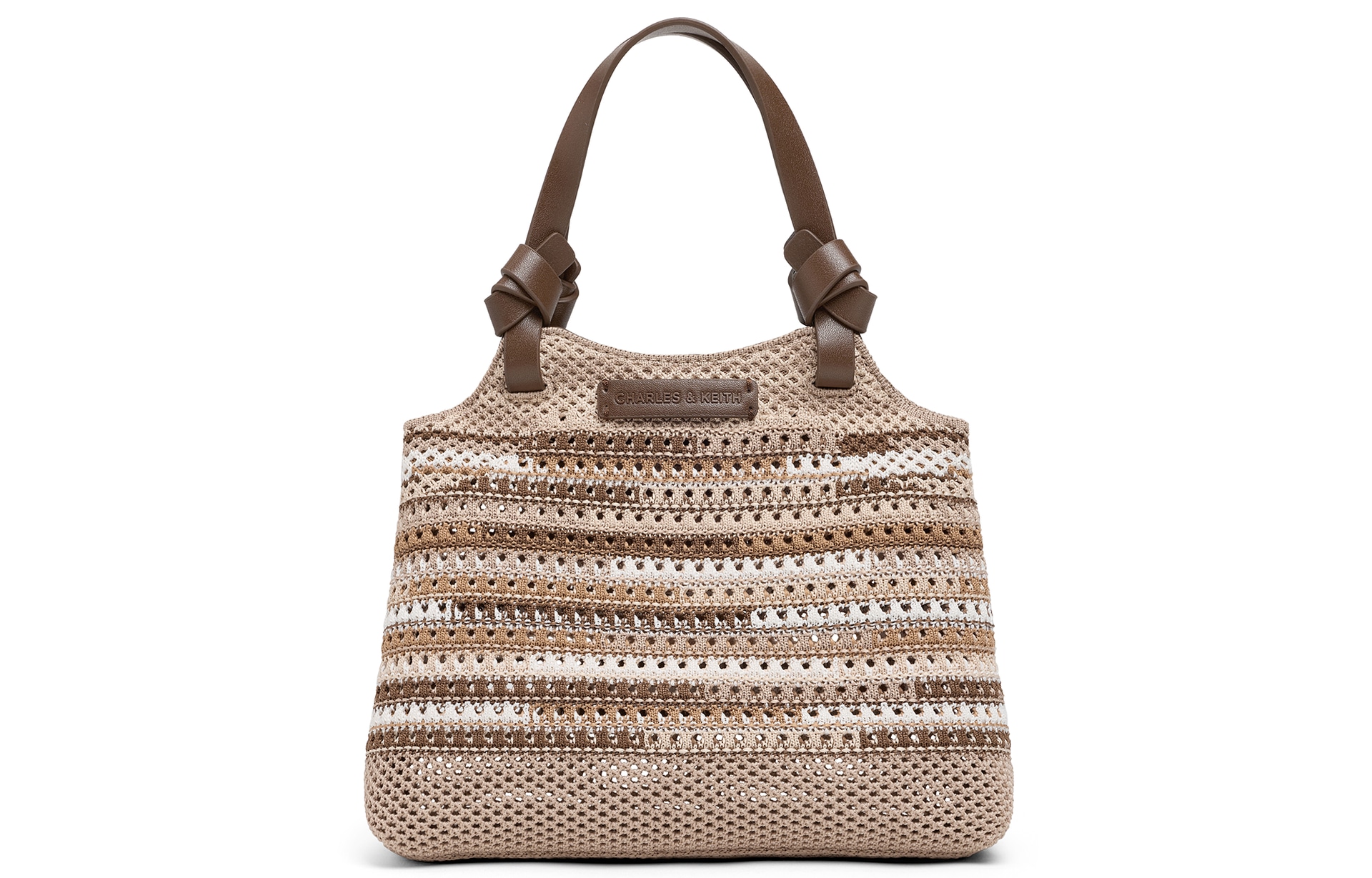 CHARLES&KEITH CHARLESKEITH PU ckTote WhiteMultiSand