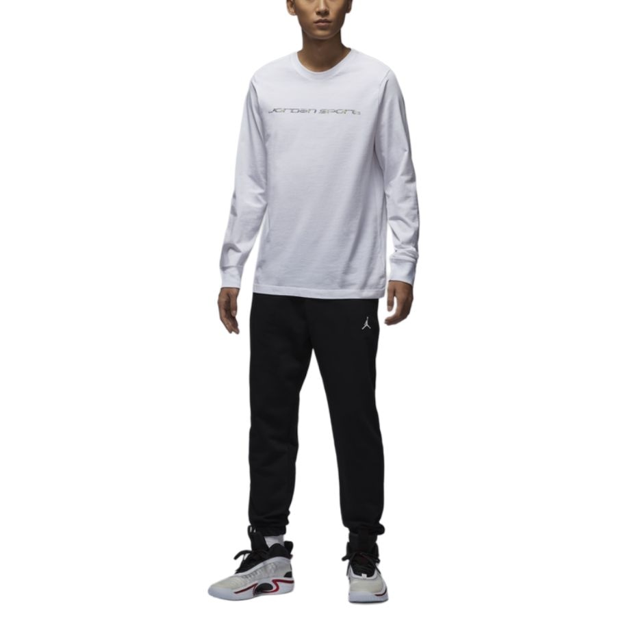 Jordan Crewneck Long Sleeve Tee White Black — фото 1