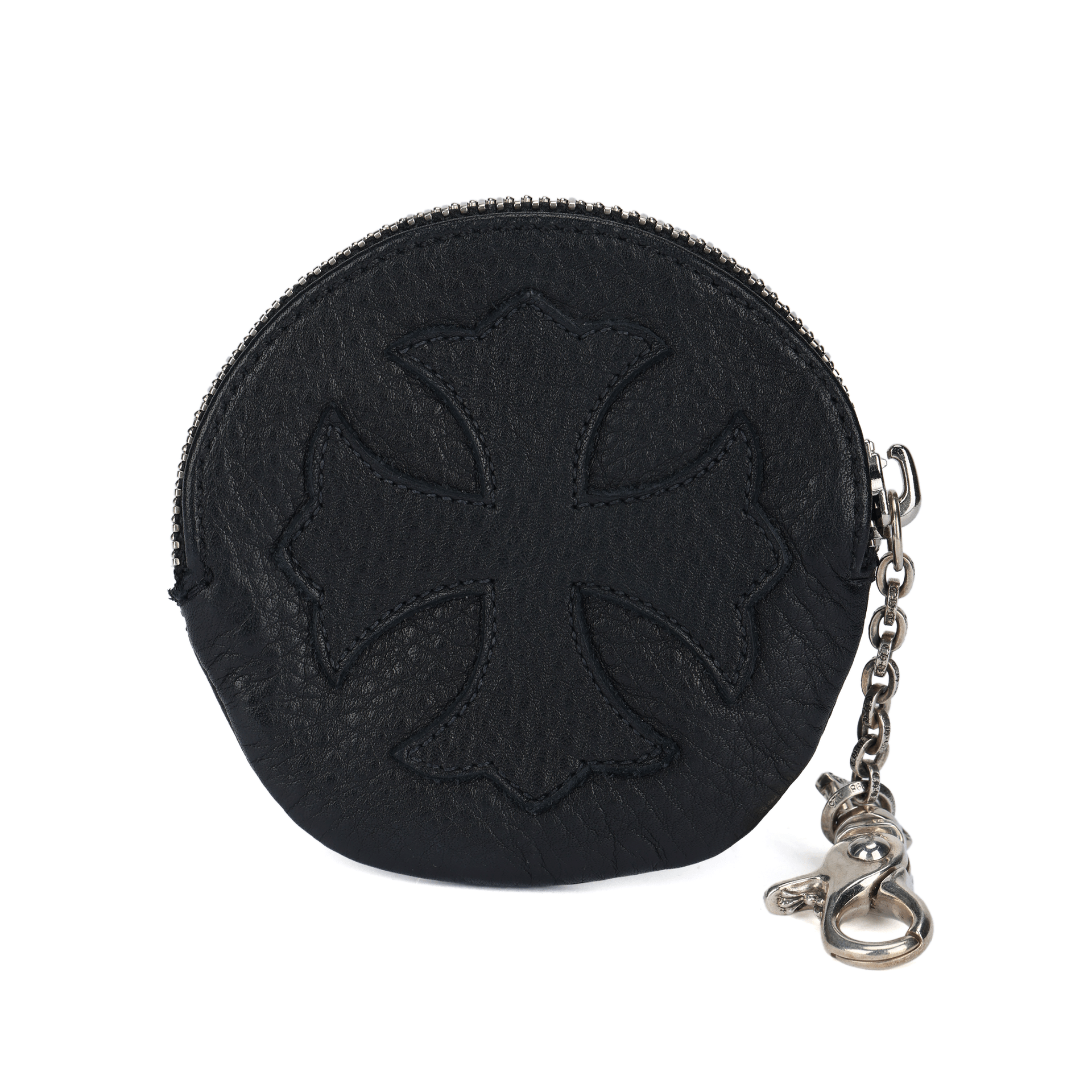 Chrome Hearts 克罗心 克罗心 银链 贴皮十字架 牛皮 零钱包 常规 男女同款情侣款 黑色