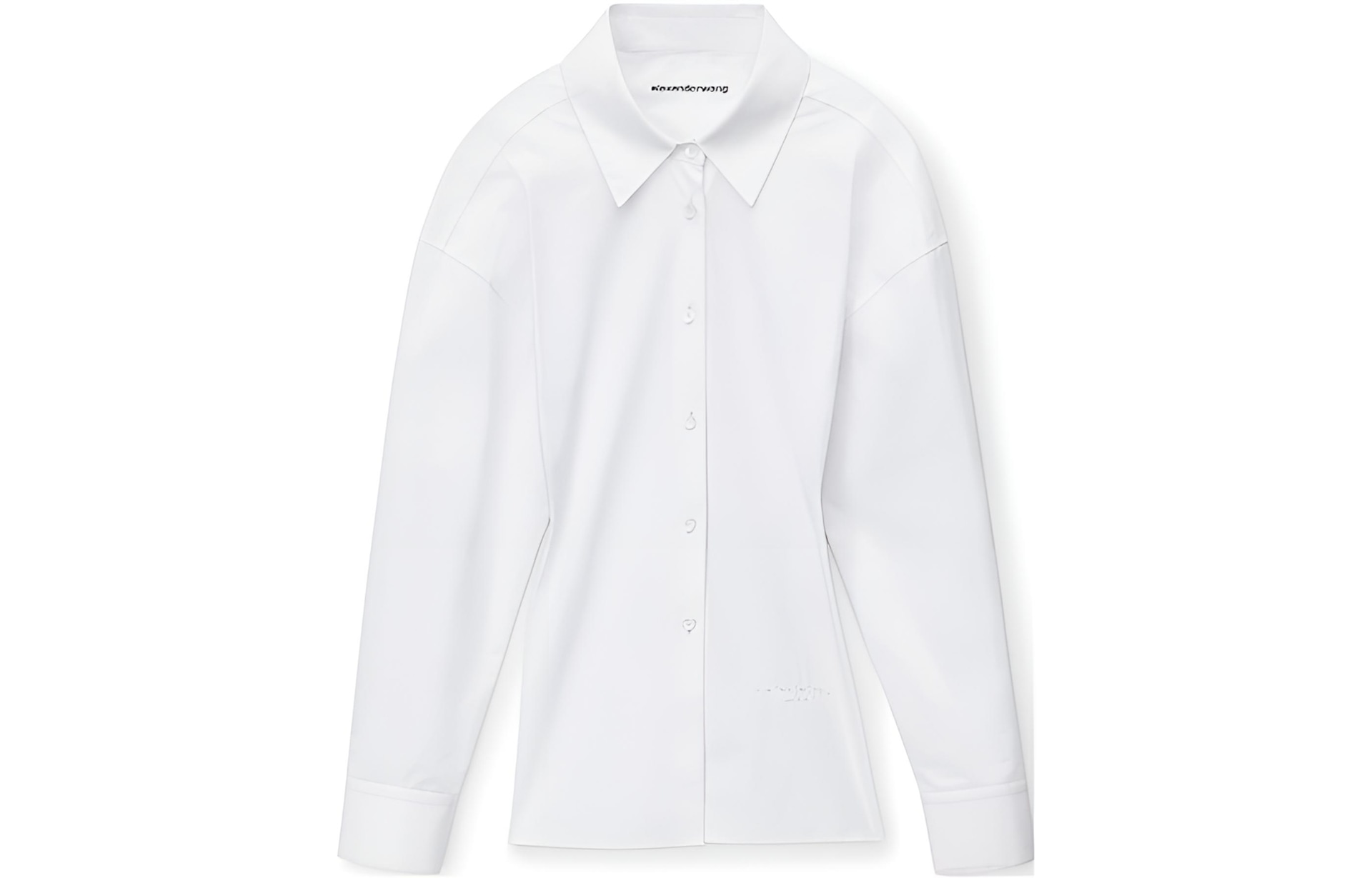 alexander wang FW23 Cotton Cinched Button Up With Ribbed Trim