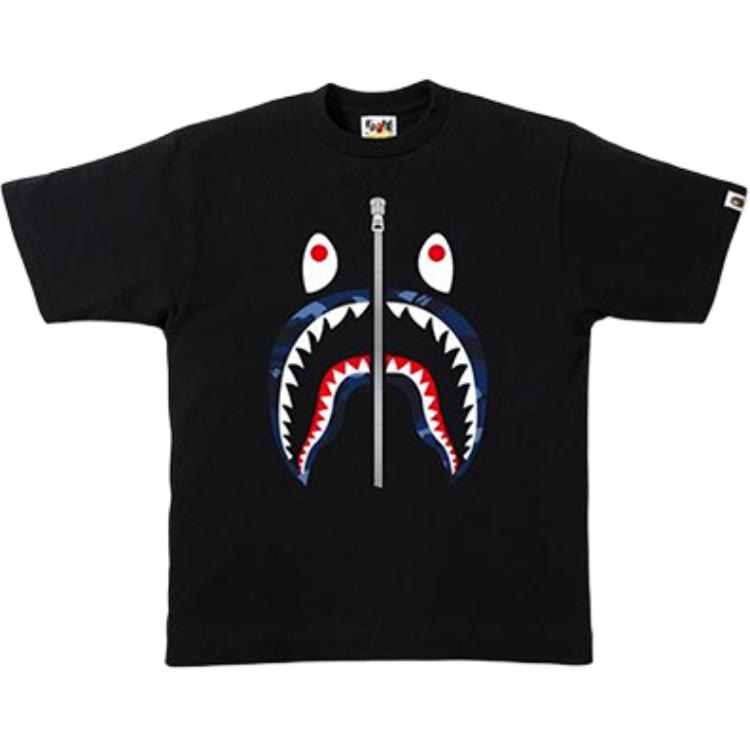 A BATHING APE Color Camo Shark Tee Black/Navy