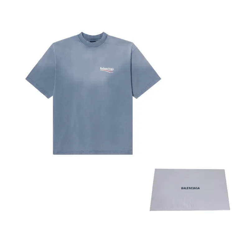 Balenciaga Logo Print T-Shirt Faded Blue — фото 3