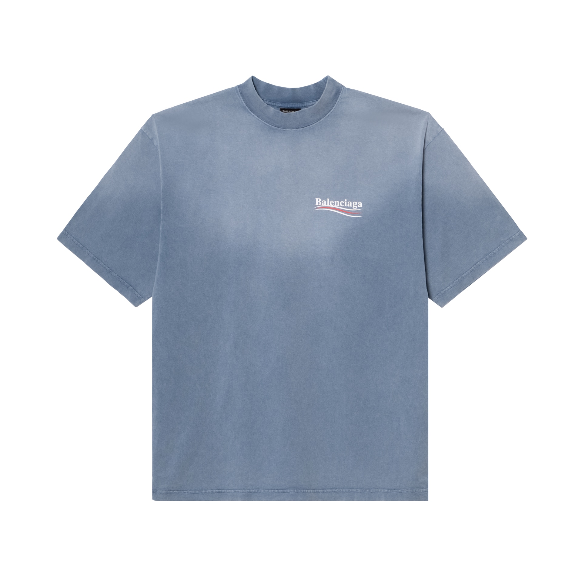 Balenciaga Logo Print T-Shirt Faded Blue