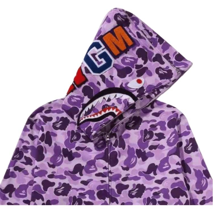 A BATHING APE BAPE FW24 Shark Logo Hoodie Purple — фото 1