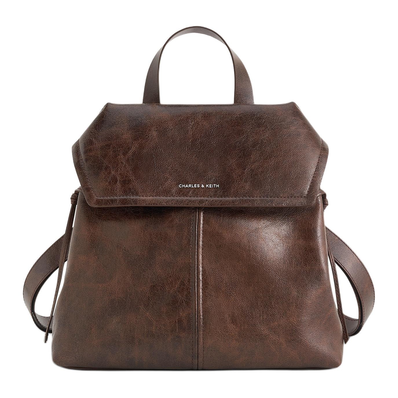Рюкзак Charles&Keith Knot PU Backpack Medium Coffee Black