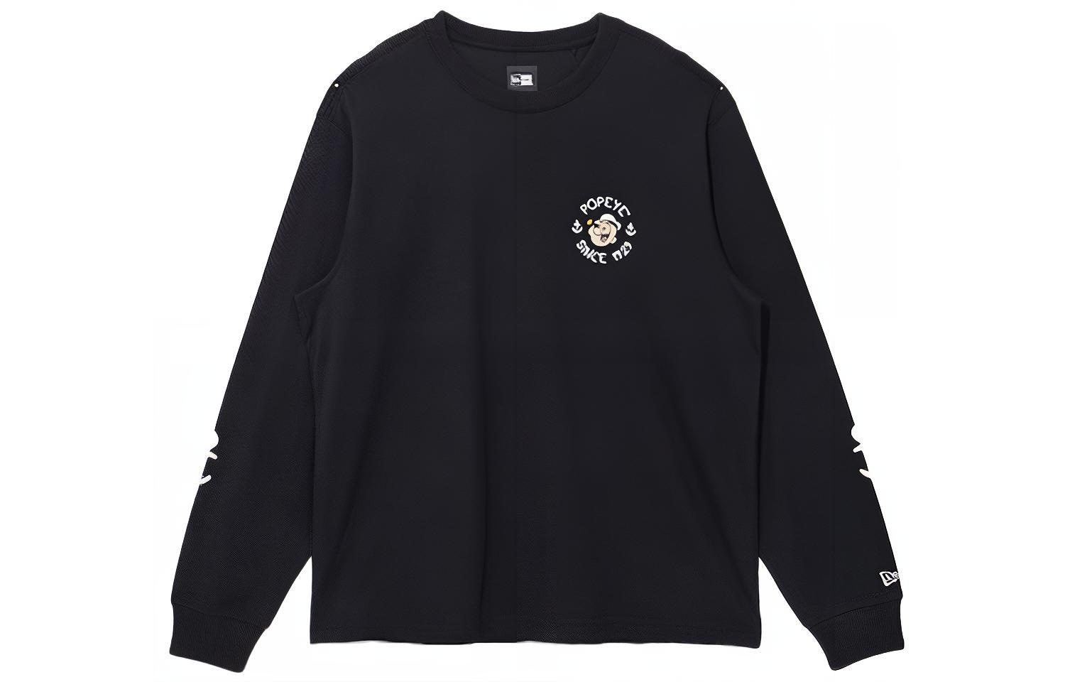 New Era Popeye Crewneck Long Sleeve Tee Black