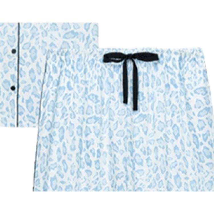 Victoria'S Secret Tencel Cotton Printed Pajama Set Blue Leopard — фото 3