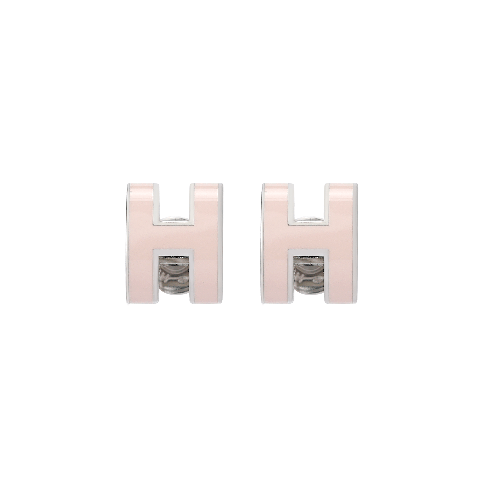 HERMES/爱马仕 Hermes Mini Pop H Earrings Candy Pink Silver