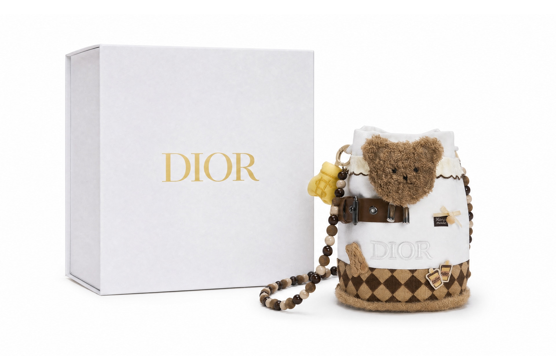 DIOR 811 Bear Coffee Shop Bucket Bag