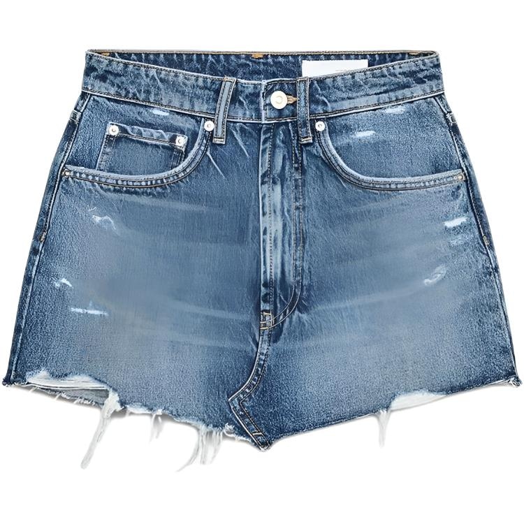 ZARA Trf Ripped Mini Denim Skirt