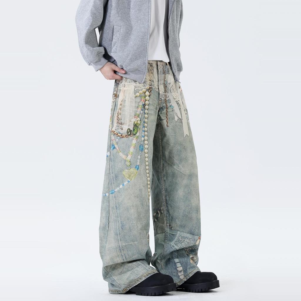 Panda Adevil 3D Washed Loose Denim Pants — фото 3