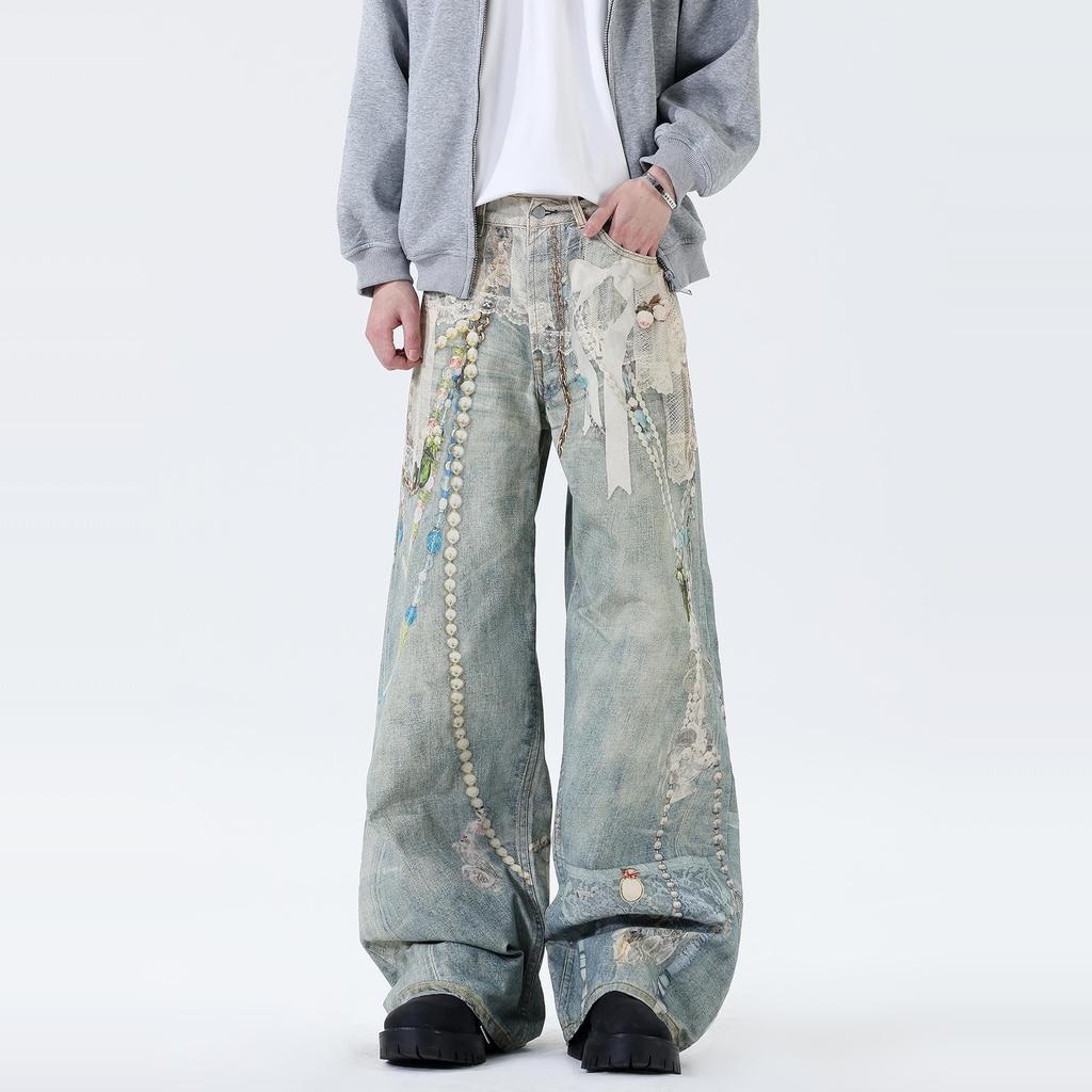 Panda Adevil 3D Washed Loose Denim Pants — фото 1
