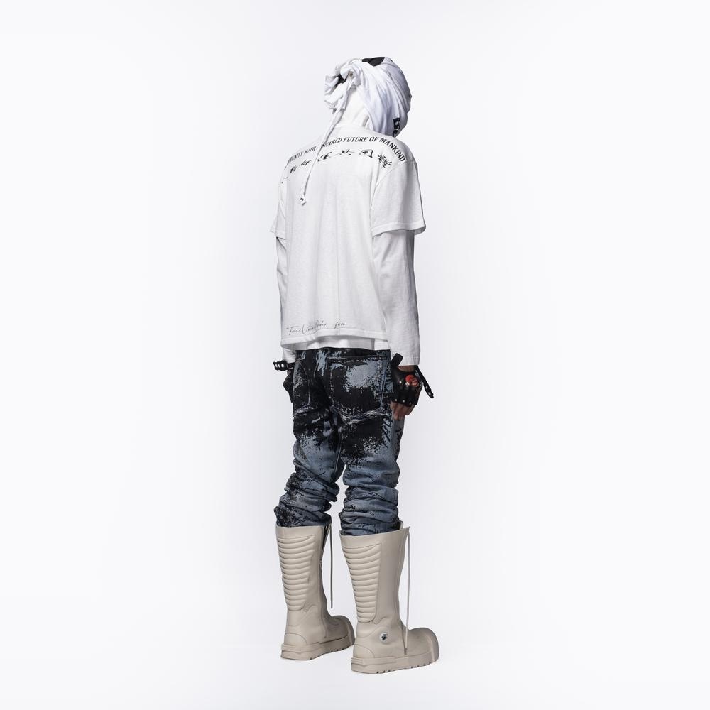 Free World Order Flocked Asymmetric Straight Jeans — фото 4