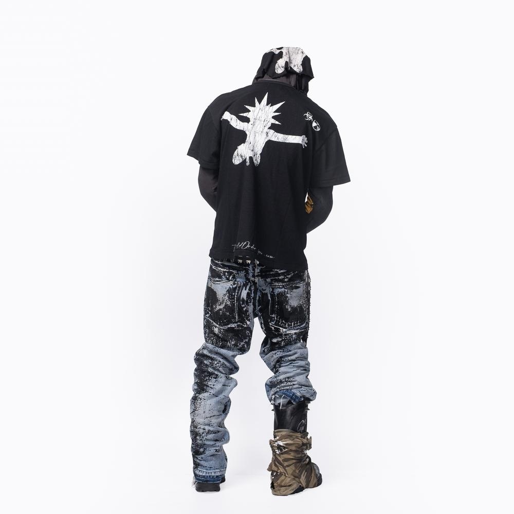 Free World Order Flocked Asymmetric Straight Jeans — фото 3