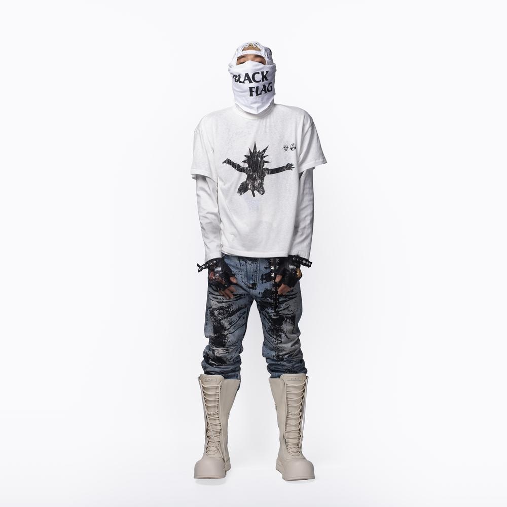 Free World Order Flocked Asymmetric Straight Jeans — фото 2