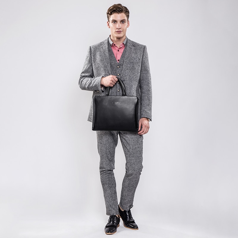 Bison Denim American Bison Horizontal Briefcase Black — фото 9