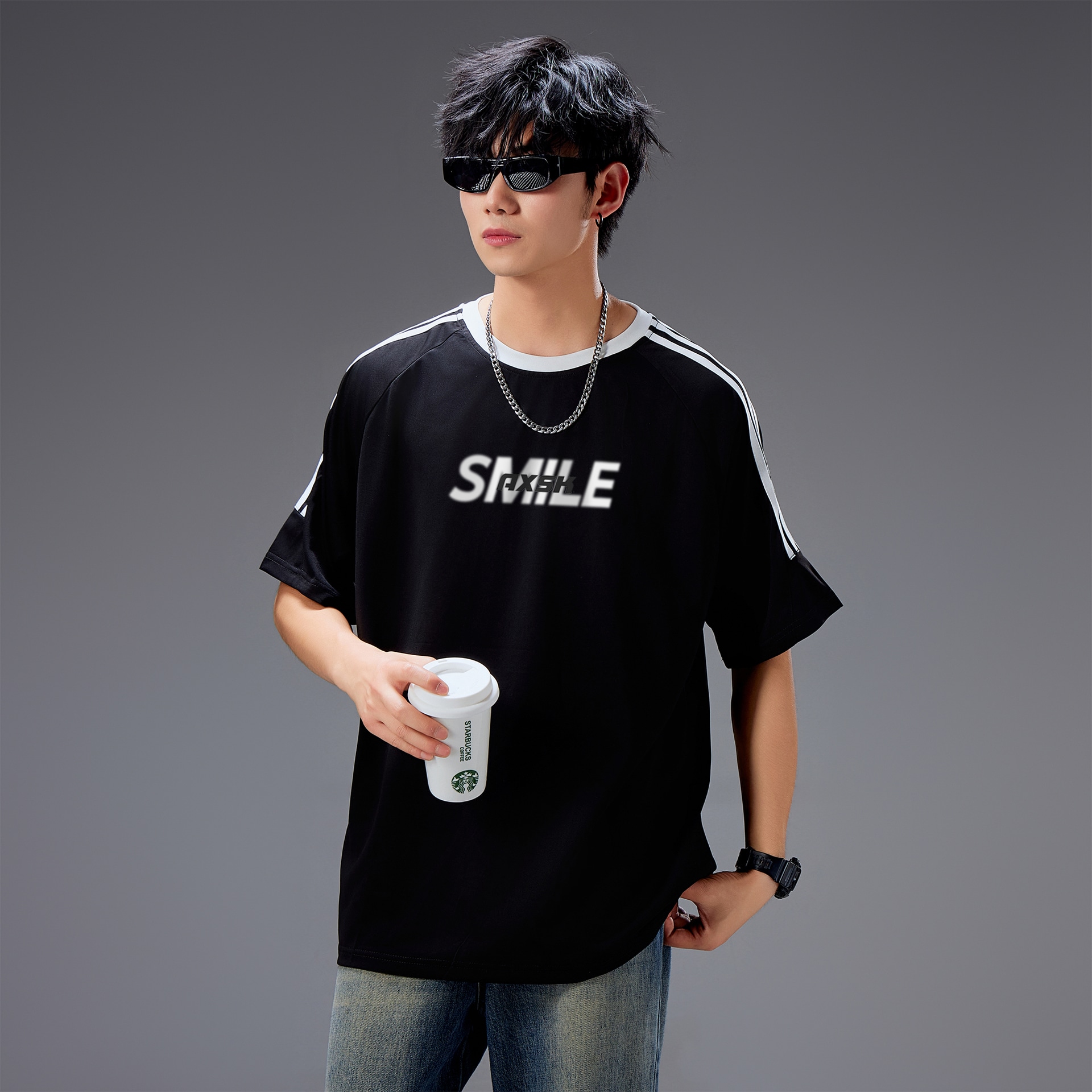 A.X.S.K Striped Oversized Pullover Tee — фото 11