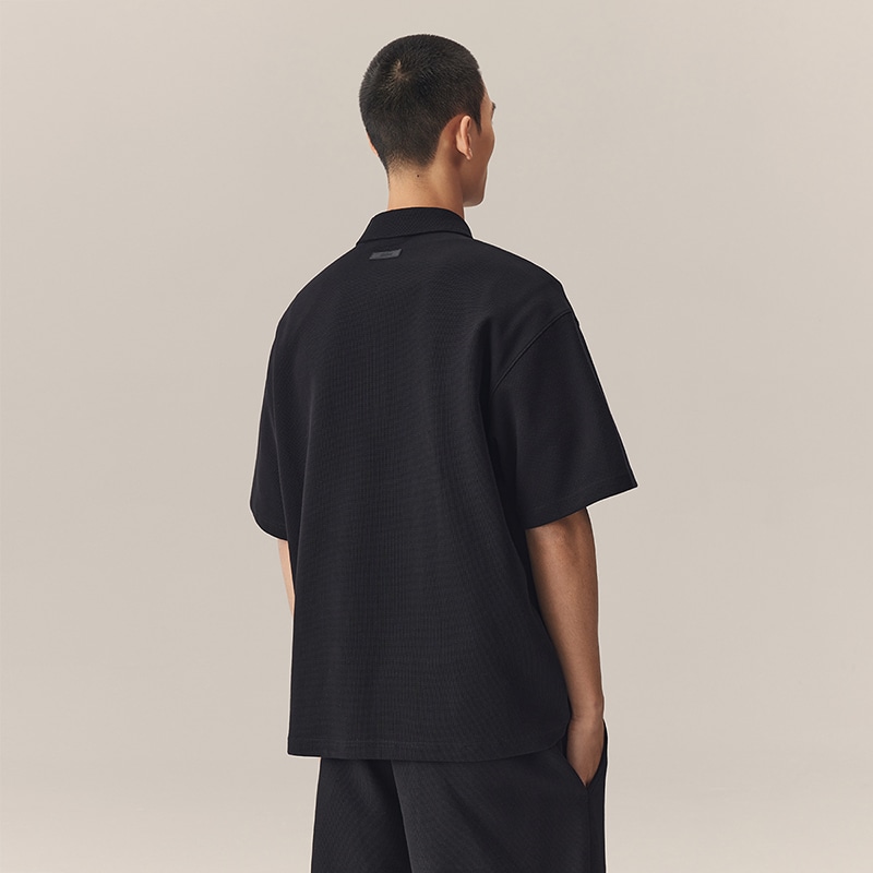 Chinism Logo Embroidered Half-Zip Polo Shirt — фото 10