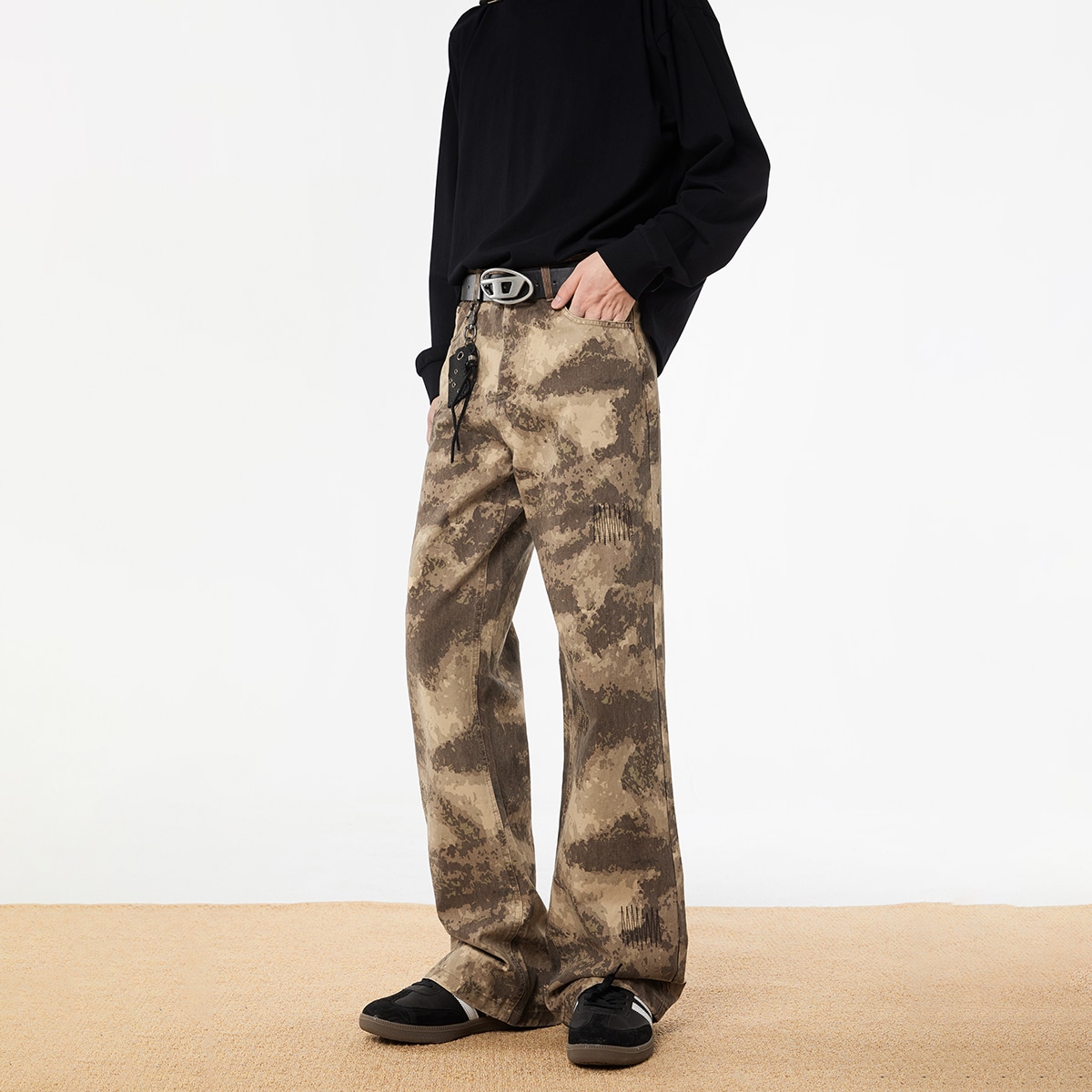 Urs Ggon Vintage Washed Embroidered Loose Flare Pants — фото 3