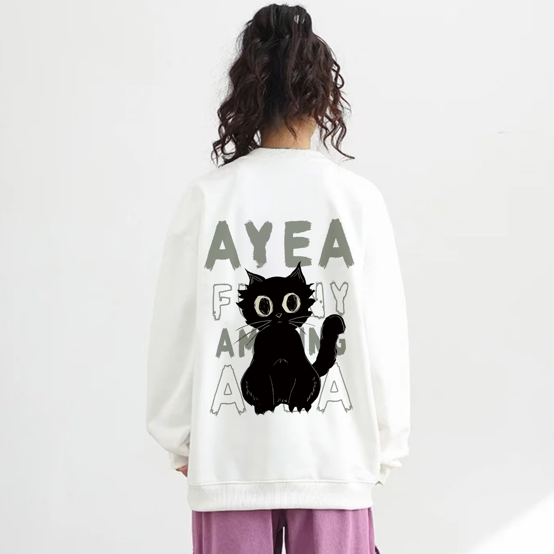 Ayea Black Cat Crewneck Sweatshirt — фото 7