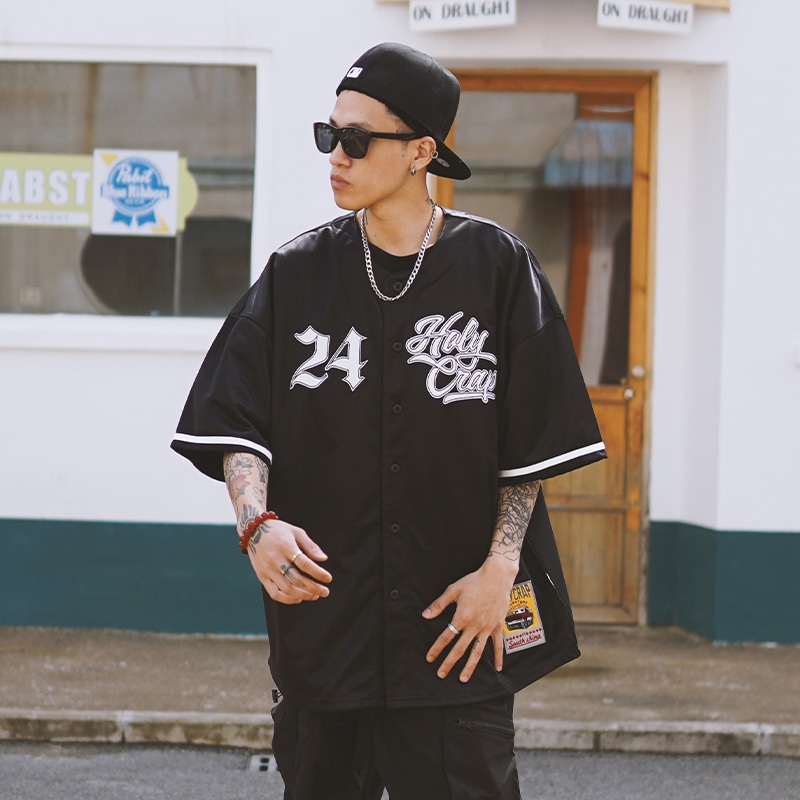 Holycrap 24 Embroidered Baseball Tee Black — фото 2