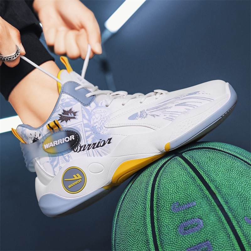 Warrior High-Top Basketball Shoes White Light Blue — фото 4