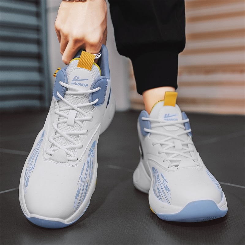 Warrior High-Top Basketball Shoes White Light Blue — фото 6
