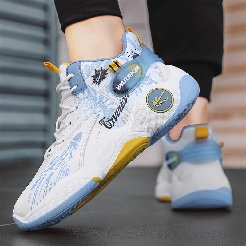 Warrior High-Top Basketball Shoes White Light Blue — фото 5
