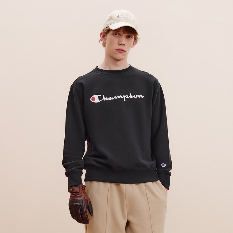 Champion Classic Logo Crewneck Sweatshirt Black — фото 3