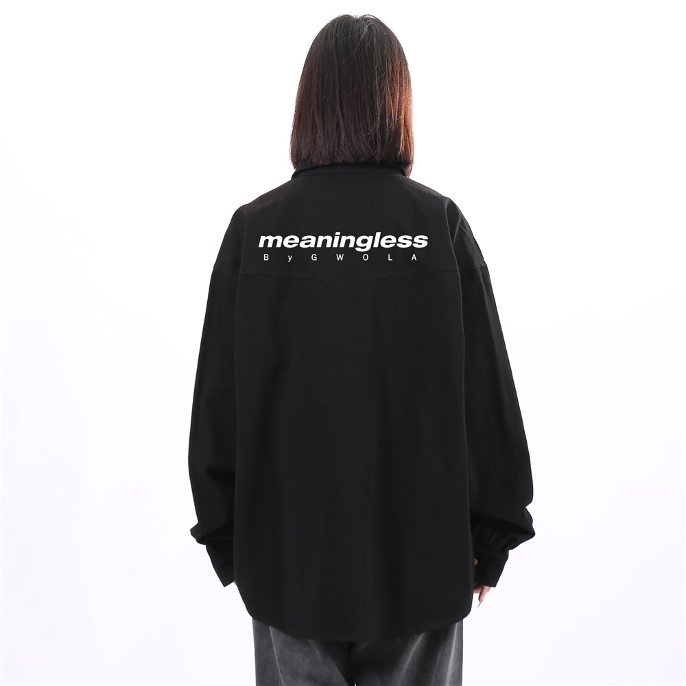 Gwola Basic Letter Print Long Sleeve Shirt — фото 9