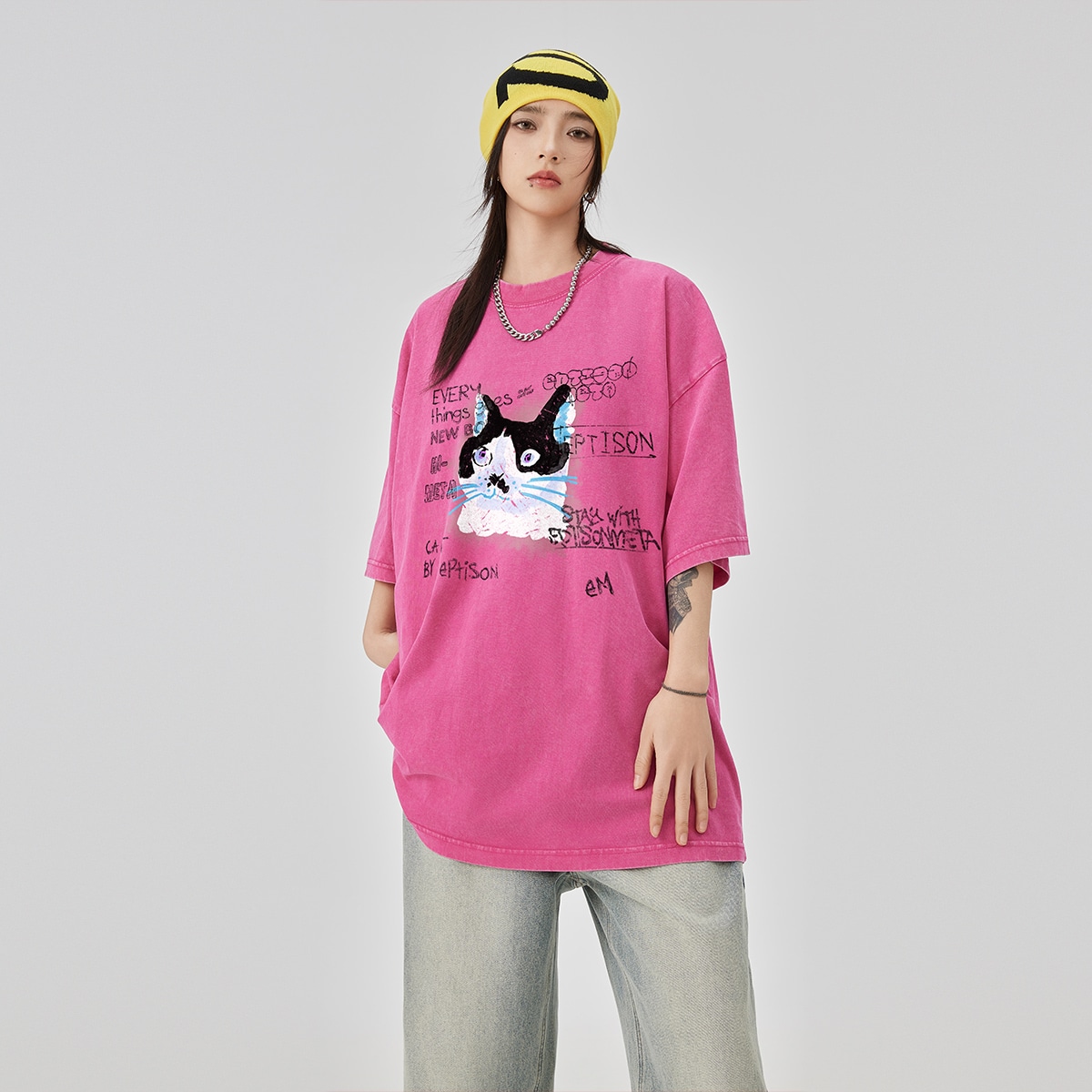 Eptison Graffiti Cat Print Tee — фото 6