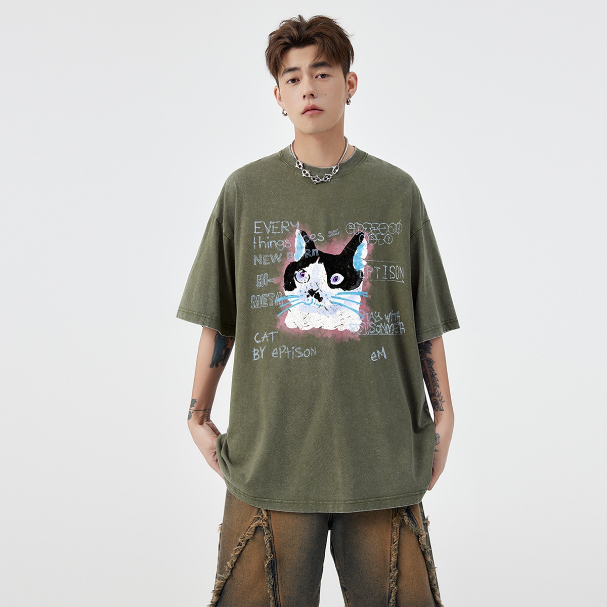 Eptison Graffiti Cat Print Tee — фото 10