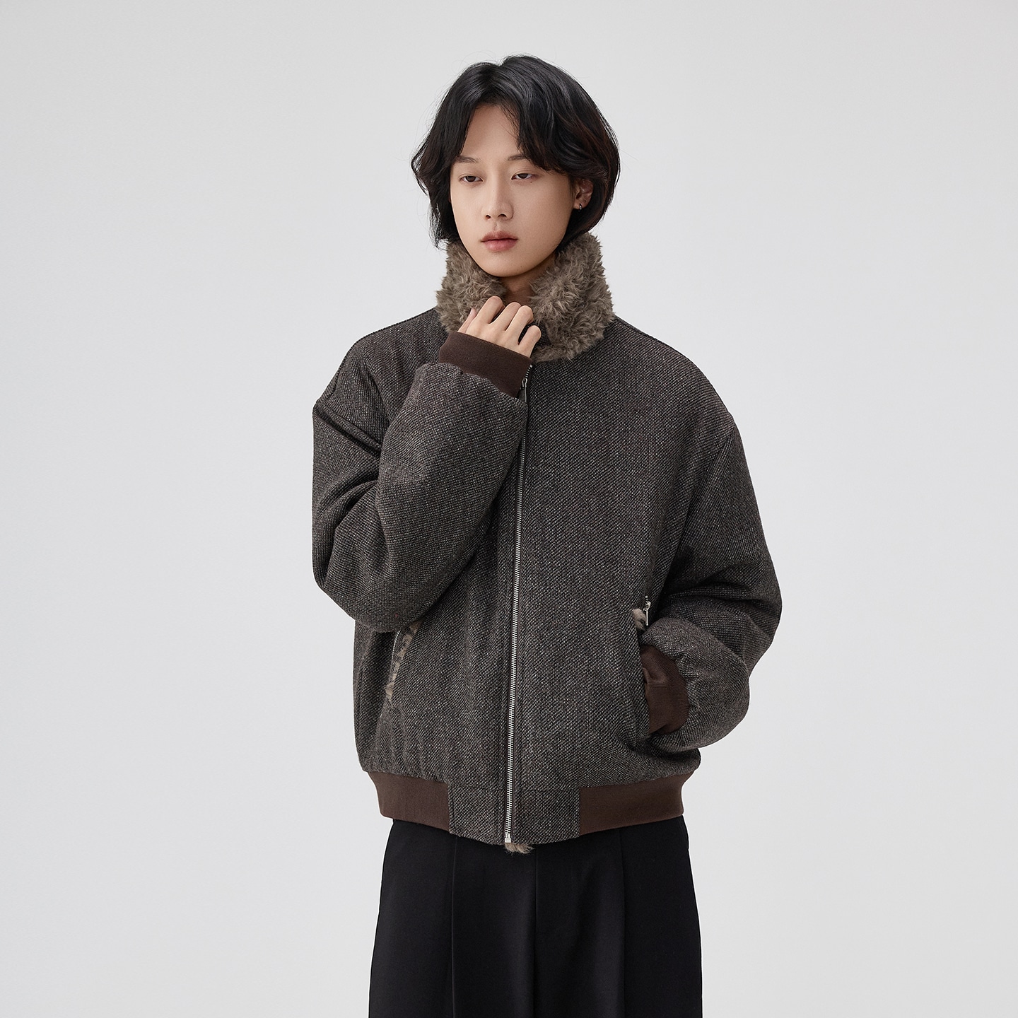 Benmyshower Wool Collar Padded Coat — фото 3