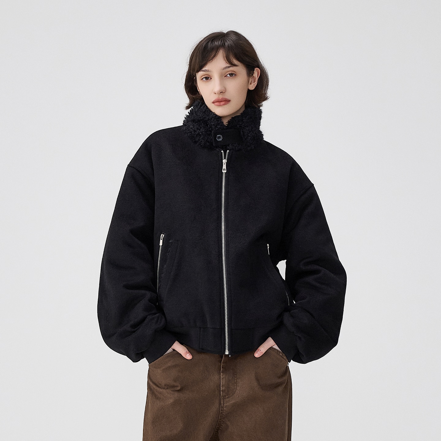 Benmyshower Wool Collar Padded Coat — фото 11