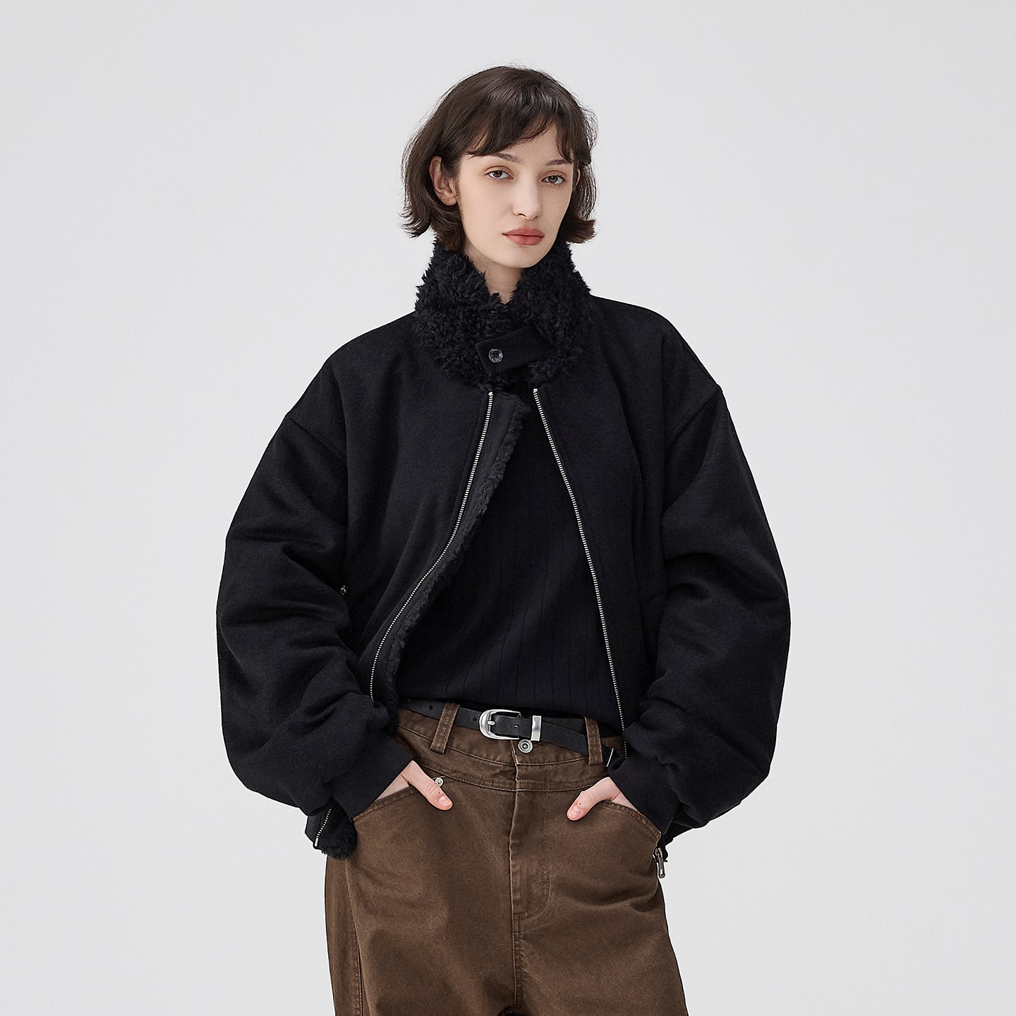 Benmyshower Wool Collar Padded Coat — фото 9