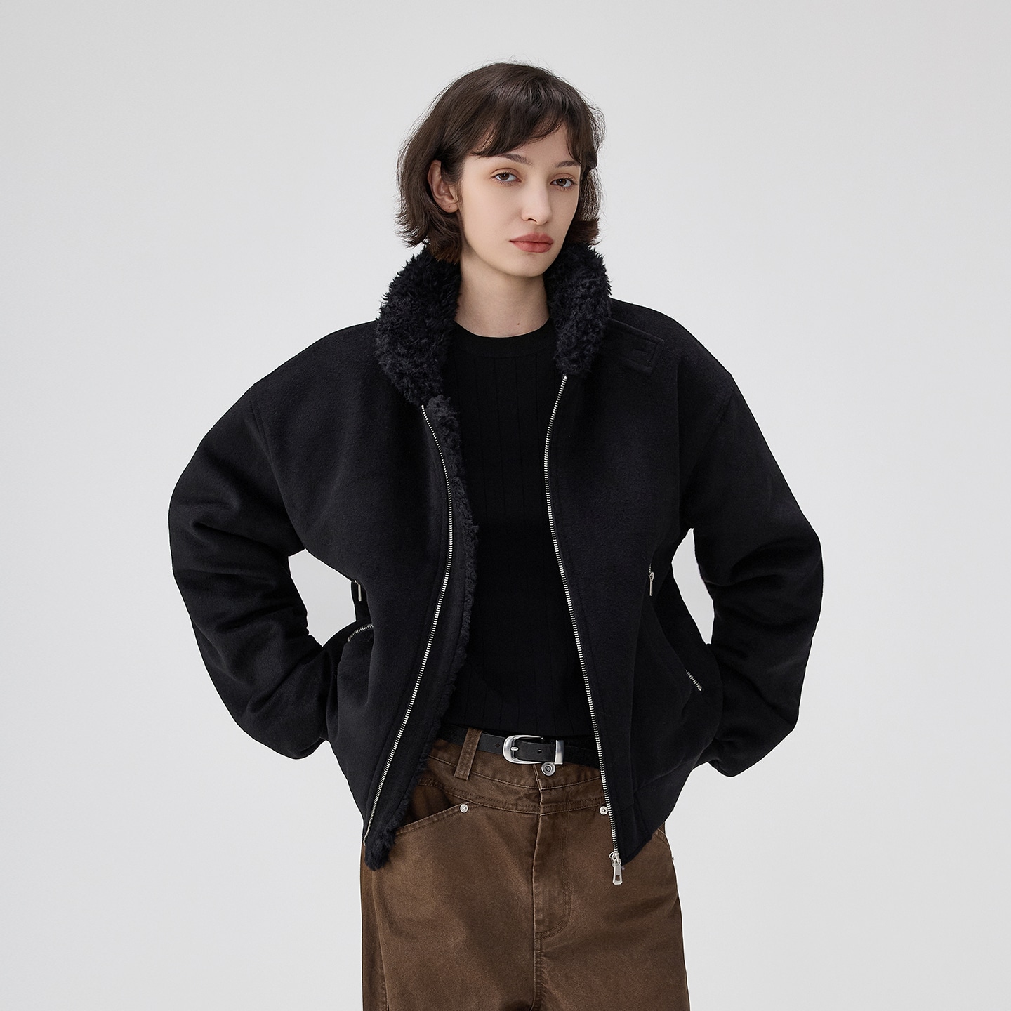 Benmyshower Wool Collar Padded Coat — фото 10