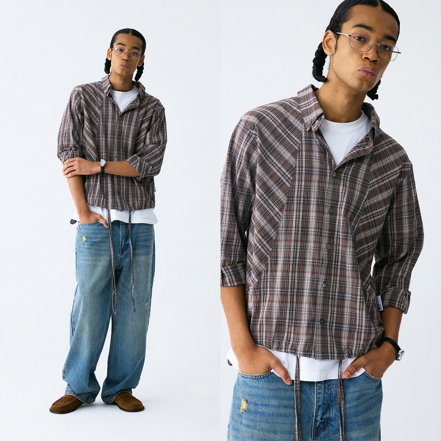 Empty Reference Wrinkle Check Shirt — фото 5
