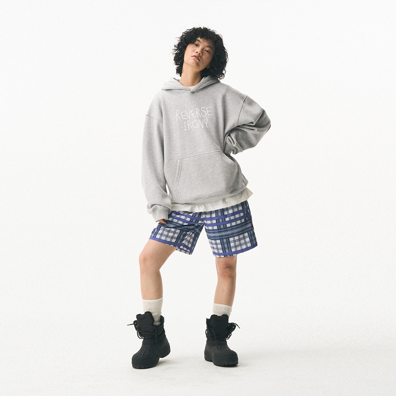 EMPTY REFERENCE x REVERSE IRONY Blue Plaid Shorts