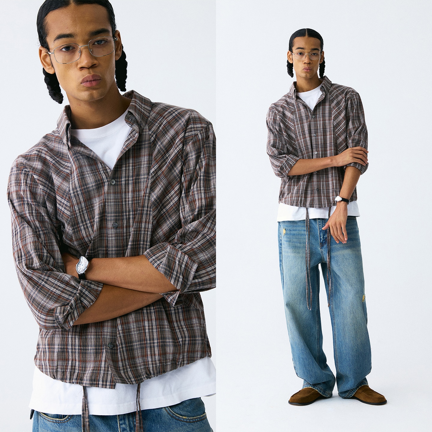Empty Reference Wrinkle Check Shirt — фото 3