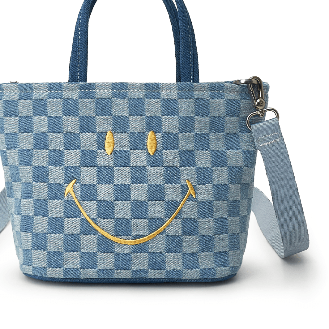 Lee x Smiley Checkered Tote Bag Blue — фото 3